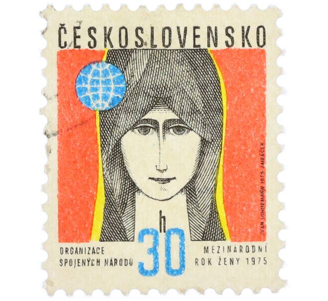 Почтовая марка 30 геллеров 1975 года Чехословакия «Международный год женщины» (Артикул: K12-83318) — Фото №1