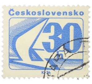 Почтовая марка 30 геллеров 1974 года Чехословакия «Почтовые эмблемы — Стилизованное письмо» — Фото №1