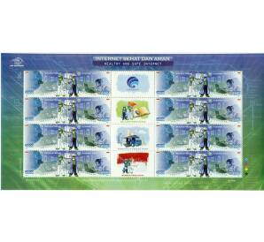 Полная серия марок 2500 рупий 2007 года Индонезия «Интернет Сехат Дан Аман» на листе — Фото №1