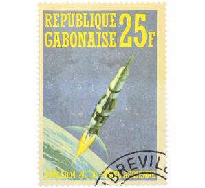 Почтовая марка 25 франков 1971 года Габон «Аполло-14» — Фото №1