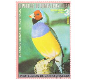 Почтовая марка 3 песеты 1972 года Экваториальная Гвинея «Птицы Австралии - Гульдова амадина» — Фото №1