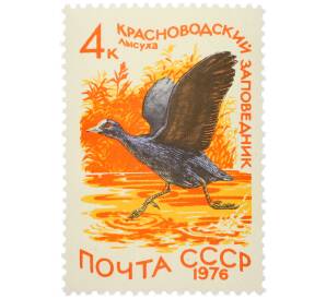 Почтовая марка 4 копейки 1976 года «Красноводский заповедник — Лысуха» — Фото №1