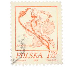 Почтовая марка 1.5 злотых 1974 года Польша «Растения в творчестве Станислава Выспяньского — Роза» — Фото №1