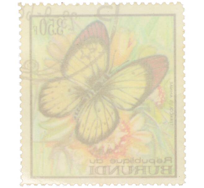 Почтовая марка 3.50 франка 1968 года Бурунди «Тропические бабочки — Teracolus annae» (Артикул: K12-83834) — Фото №2