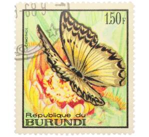 Почтовая марка 1.50 франка 1968 года Бурунди «Тропические бабочки — Cymothoe» — Фото №1