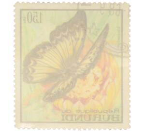 Почтовая марка 1.50 франка 1968 года Бурунди «Тропические бабочки — Cymothoe» — Фото №2