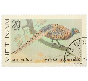 Почтовая марка 20 су 1978 года Вьетнам «Фазановые - Обыкновенный фазан» — Фото №1