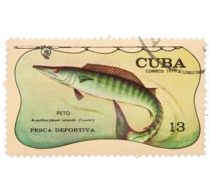 Почтовая марка 13 сентаво 1971 года Куба «Спортивная рыбалка - Пето (Атлантическая макрель-ваху)» — Фото №1