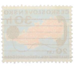 Почтовая марка 30 геллеров 1973 года Чехословакия «20 лет телефонизации всех общин ЧССР» — Фото №2