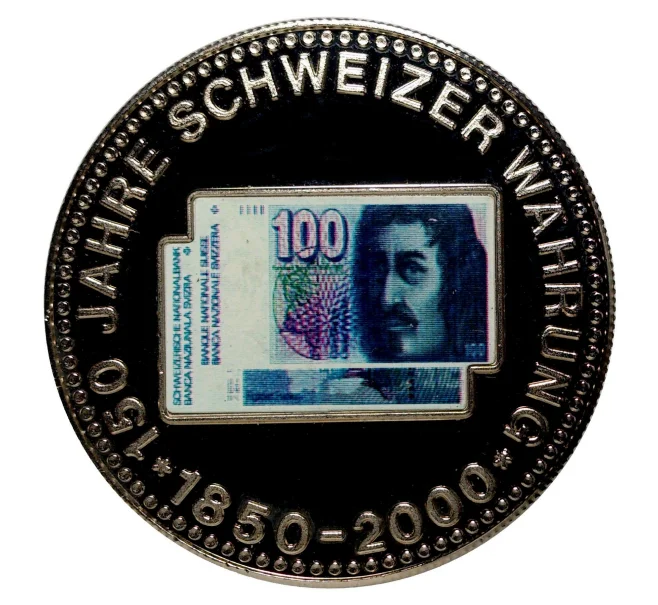 Жетон 2000 года «150 лет швейцарскому франку» (банкнота 100 франков) (Артикул H5-30002)