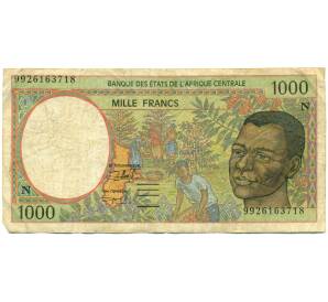 1000 франков 1997 года Центрально-Африканский валютный союз — литера N (Экваториальная Гвинея) — Фото №1