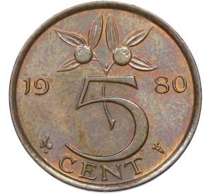 5 центов 1980 года Нидерланды — Фото №1