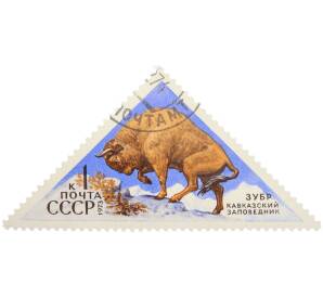 Почтовая марка 1 копейка 1973 года «Кавказский заповедник — Зубр» — Фото №1