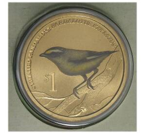 1 доллар 2013 года Тувалу «Австралийские Водяные Птицы — Полосатая радужная птица» (в конверте с почтовой маркой) — Фото №1