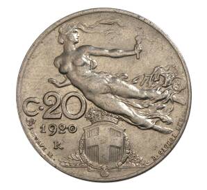 20 чентезимо 1920 года Италия — Фото №1