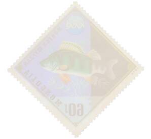 Почтовая марка 60 мунгу 1974 года Монголия «Охрана водных ресурсов и природы — Речной окунь» — Фото №2