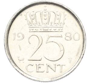 25 центов 1980 года Нидерланды — Фото №1