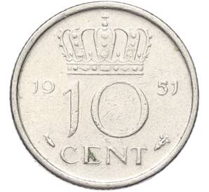 10 центов 1951 года Нидерланды — Фото №1