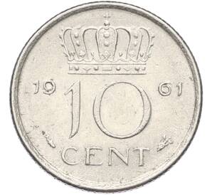 10 центов 1961 года Нидерланды — Фото №1