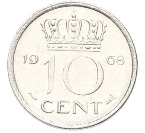 10 центов 1968 года Нидерланды — Фото №1
