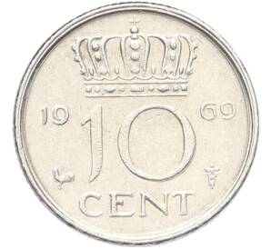 10 центов 1969 года Нидерланды — Фото №1