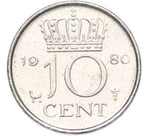 10 центов 1980 года Нидерланды — Фото №1