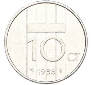 10 центов 1986 года Нидерланды — Фото №1