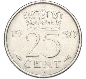 25 центов 1950 года Нидерланды — Фото №1