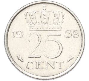 25 центов 1958 года Нидерланды — Фото №1