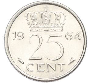 25 центов 1964 года Нидерланды — Фото №1