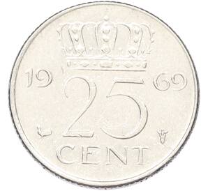 25 центов 1969 года Нидерланды — Фото №1
