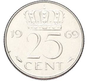 25 центов 1969 года Нидерланды — Фото №1