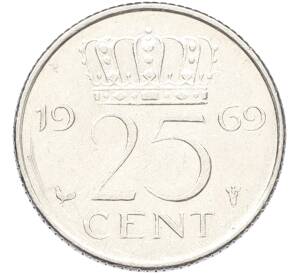 25 центов 1969 года Нидерланды — Фото №1