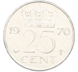 25 центов 1970 года Нидерланды — Фото №1