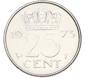 25 центов 1973 года Нидерланды — Фото №1