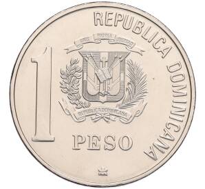 1 песо 1988 года Доминиканская республика «500 лет открытию и евангелизации Америки» — Фото №2