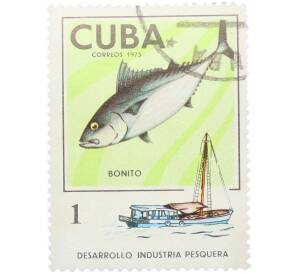 Почтовая марка 1 песо 1975 года Куба «Морская фауна — Полосатый тунец» — Фото №1