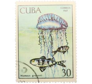 Почтовая марка 30 песо 1969 года Куба «Рыбы — Рыба-пастушок» — Фото №1