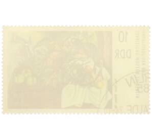 Почтовая марка 10 пфеннигов 1974 года Восточная Германия (ГДР) «Государственные музеи Берлина — Натюрморт с подсолнухами и айвой» — Фото №2