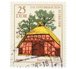 Почтовая марка 25 пфеннигов 1978 года Восточная Германия (ГДР) «Фахверковые здания — Крестьянский дом в Штрассене» — Фото №1