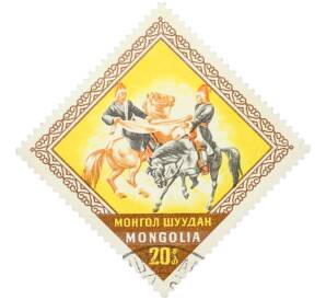 Почтовая марка 20 мунгу 1961 года Монголия «40-летие победы Народной Республики — Всадники» — Фото №1
