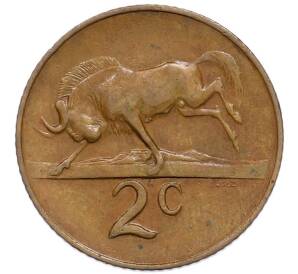 2 цента 1967 года ЮАР — Надпись на африкаанс языке (SUID-AFRIKA) — Фото №1