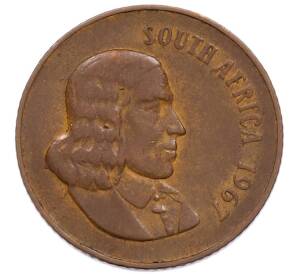 2 цента 1967 года ЮАР — Надпись на английском языке (SOUTH AFRICA) — Фото №2