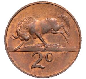 2 цента 1967 года ЮАР — Надпись на английском языке (SOUTH AFRICA) — Фото №1