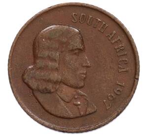 2 цента 1967 года ЮАР — Надпись на английском языке (SOUTH AFRICA) — Фото №2