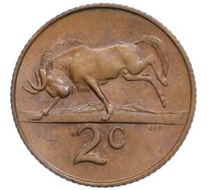 2 цента 1968 года ЮАР «Окончание президентства Чарльза Сварта» — Надпись на английском языке (SOUTH AFRICA) — Фото №2