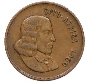 2 цента 1969 года ЮАР — Надпись на африкаанс языке (SUID-AFRIKA) — Фото №2
