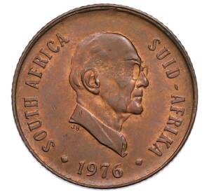 2 цента 1976 года ЮАР «Окончание президентства Якобуса Йоханнеса Фуше» — Фото №1