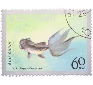 Почтовая марка 60 су 1977 года Вьетнам «Золотые рыбки» — Фото №1