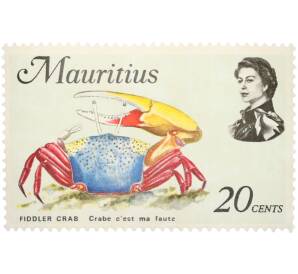 Почтовая марка 20 центов 1977 года Маврикий «Морская фауна» — Фото №1
